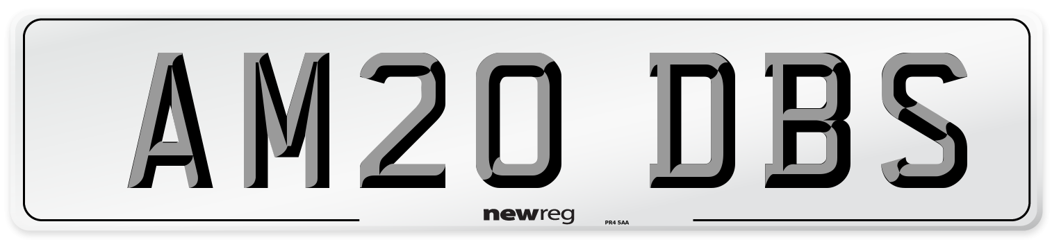 AM20 DBS Number Plate from New Reg